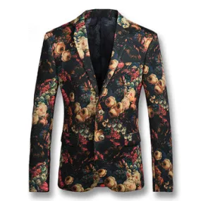 Men Floral SM6azers Jackets Suits Coats Notched Lapel SM6azers Veste De Loisir Men's Casual Slim Fit Herren Anzug Men SM6