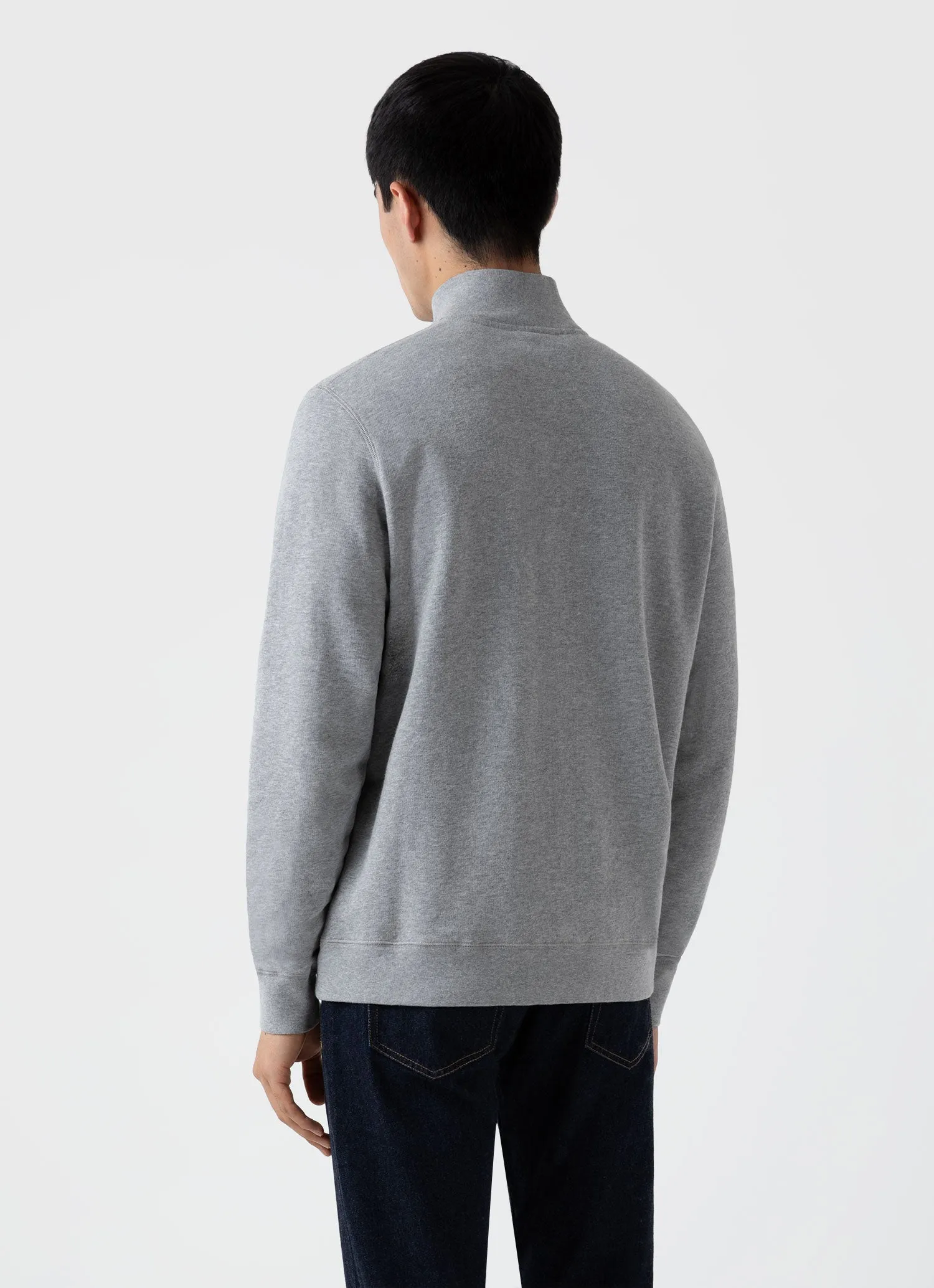 Men's Half Zip Loopback Sweatshirt in Grey Melange