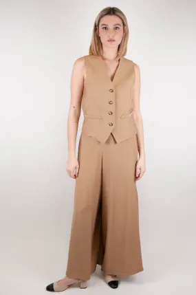 Motel - Coordinato gilet e pantalone palazzo con elastico in vita