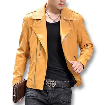 Motorcycle Leather Jackets Coats Jaqueta De Couro Masculina Giacca Pelle Uomo Men's Casual Slim Fit Jackets SM6