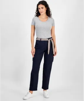 Nautica Jeans Women's High-Rise Striped-Belt Cargo Pants