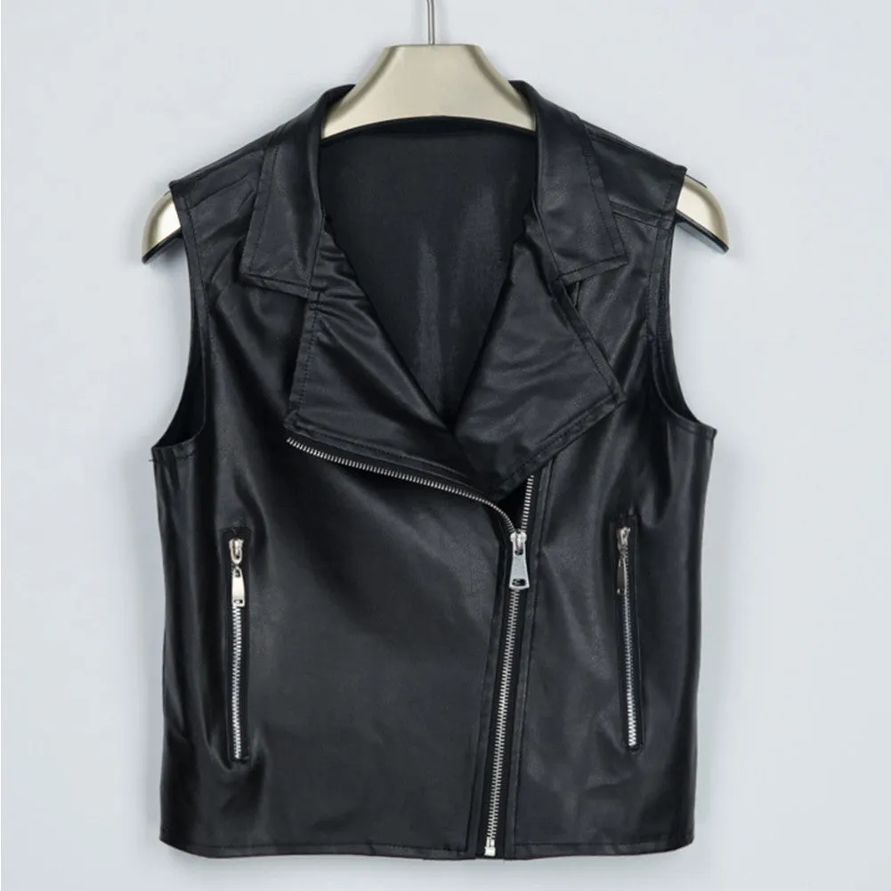 New Fashion Women Faux Soft Leather Motorcycle Jackets Pu Black Zippers Casual Coat Slim Outwear SM6