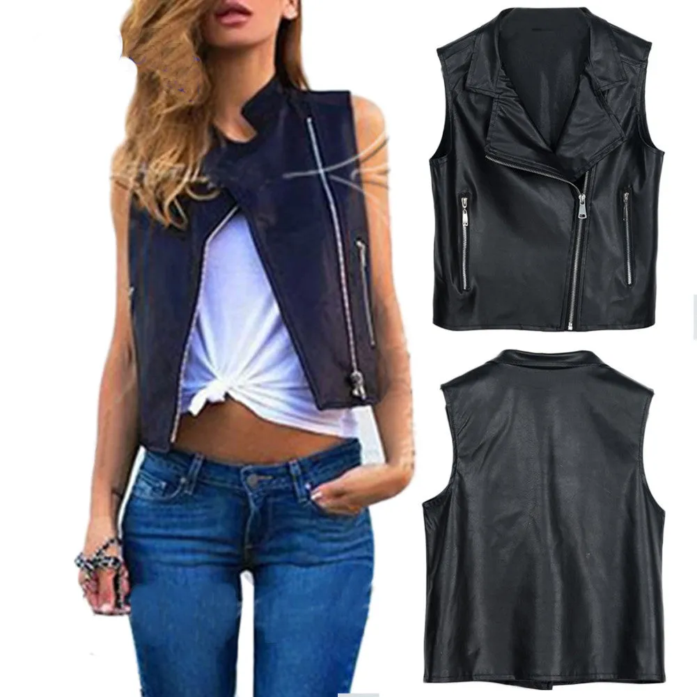 New Fashion Women Faux Soft Leather Motorcycle Jackets Pu Black Zippers Casual Coat Slim Outwear SM6