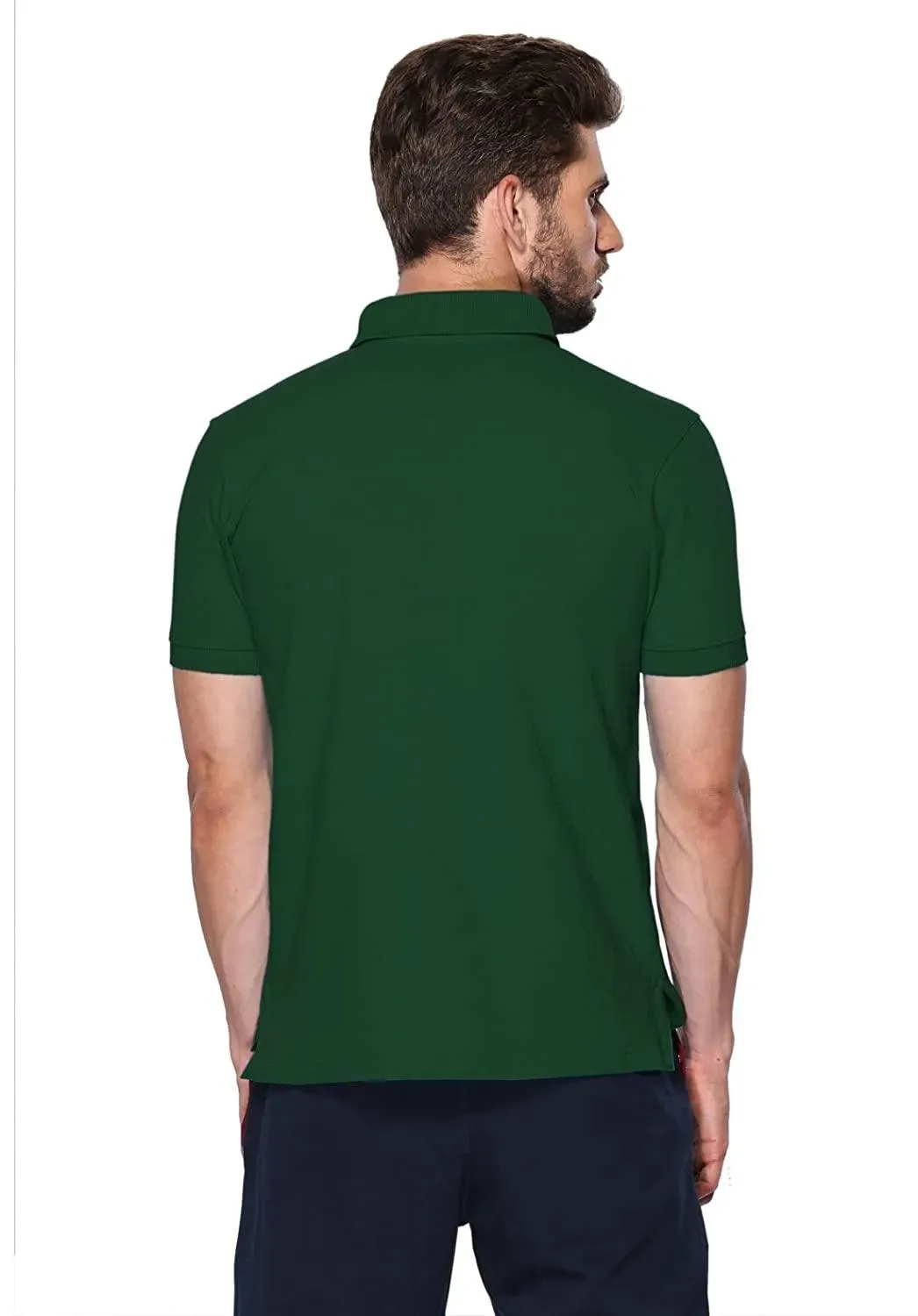 ONN Men's Cotton Polo T-Shirt in Solid Bottle Green colour