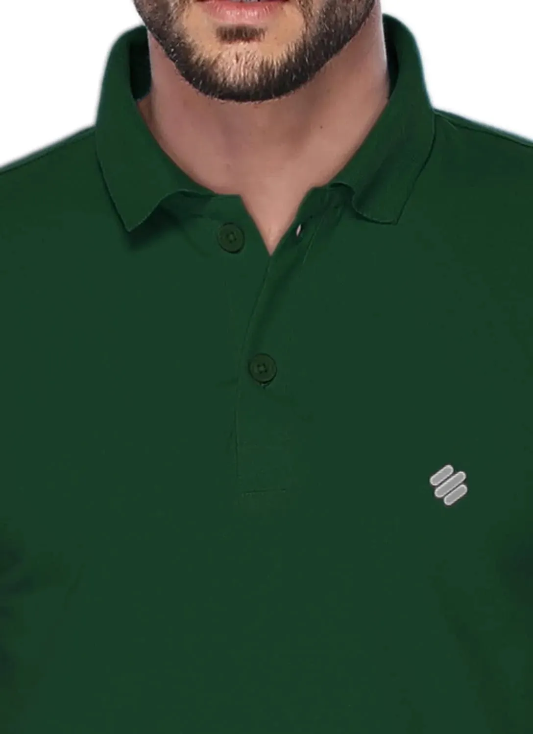 ONN Men's Cotton Polo T-Shirt in Solid Bottle Green colour