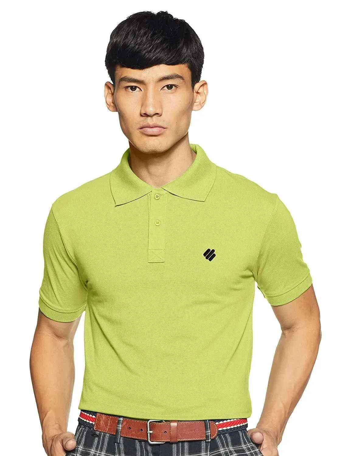 ONN Men's Cotton Polo T-Shirt in Solid Fluorescent Green colour