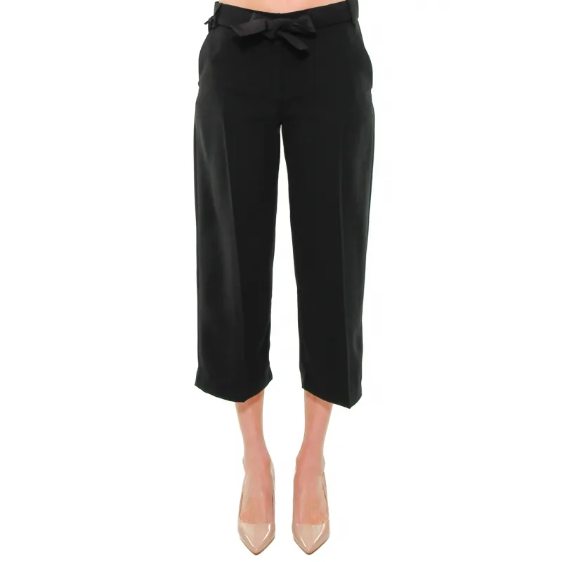 PANTALONE CROPPED IN CREPE, NERO