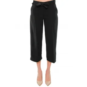 PANTALONE CROPPED IN CREPE, NERO