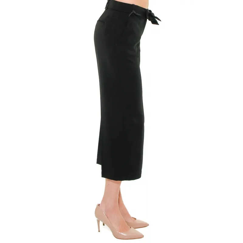 PANTALONE CROPPED IN CREPE, NERO