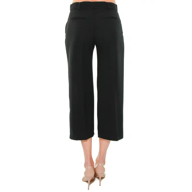 PANTALONE CROPPED IN CREPE, NERO