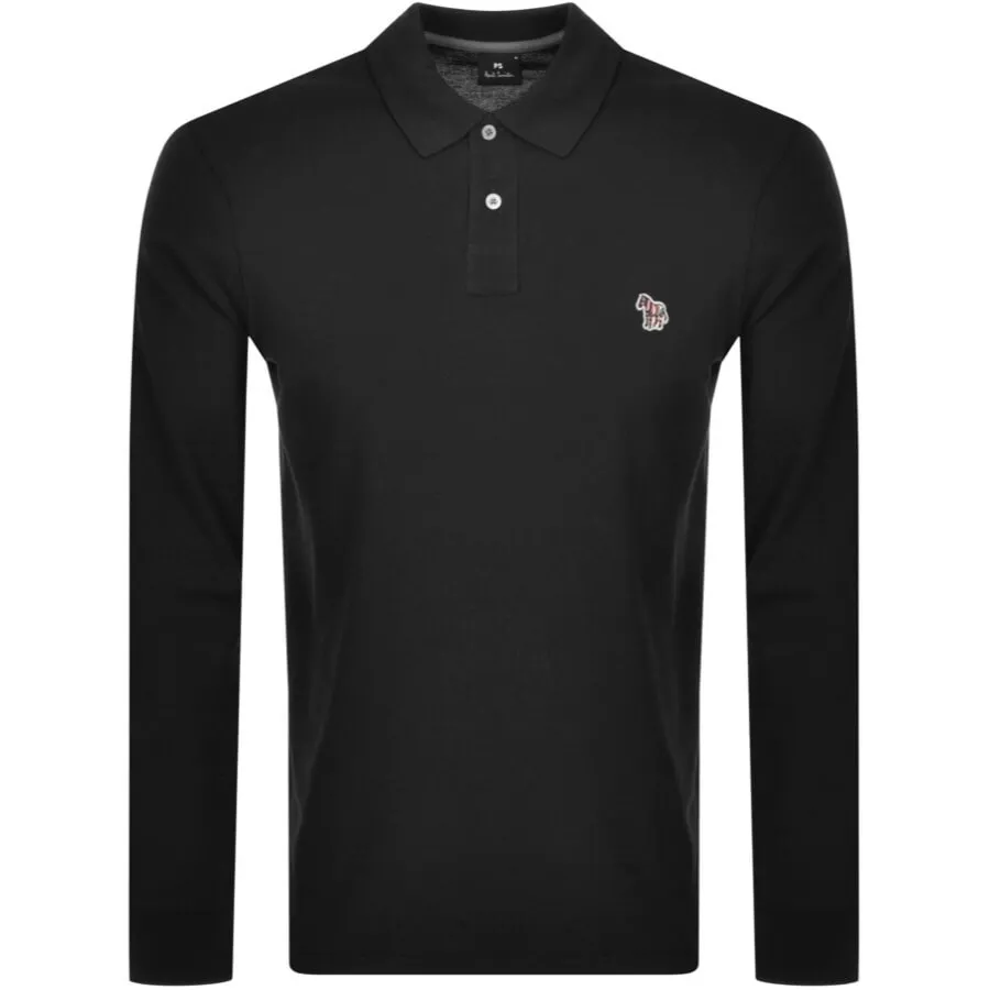 Paul Smith Long Sleeved Polo T Shirt Black