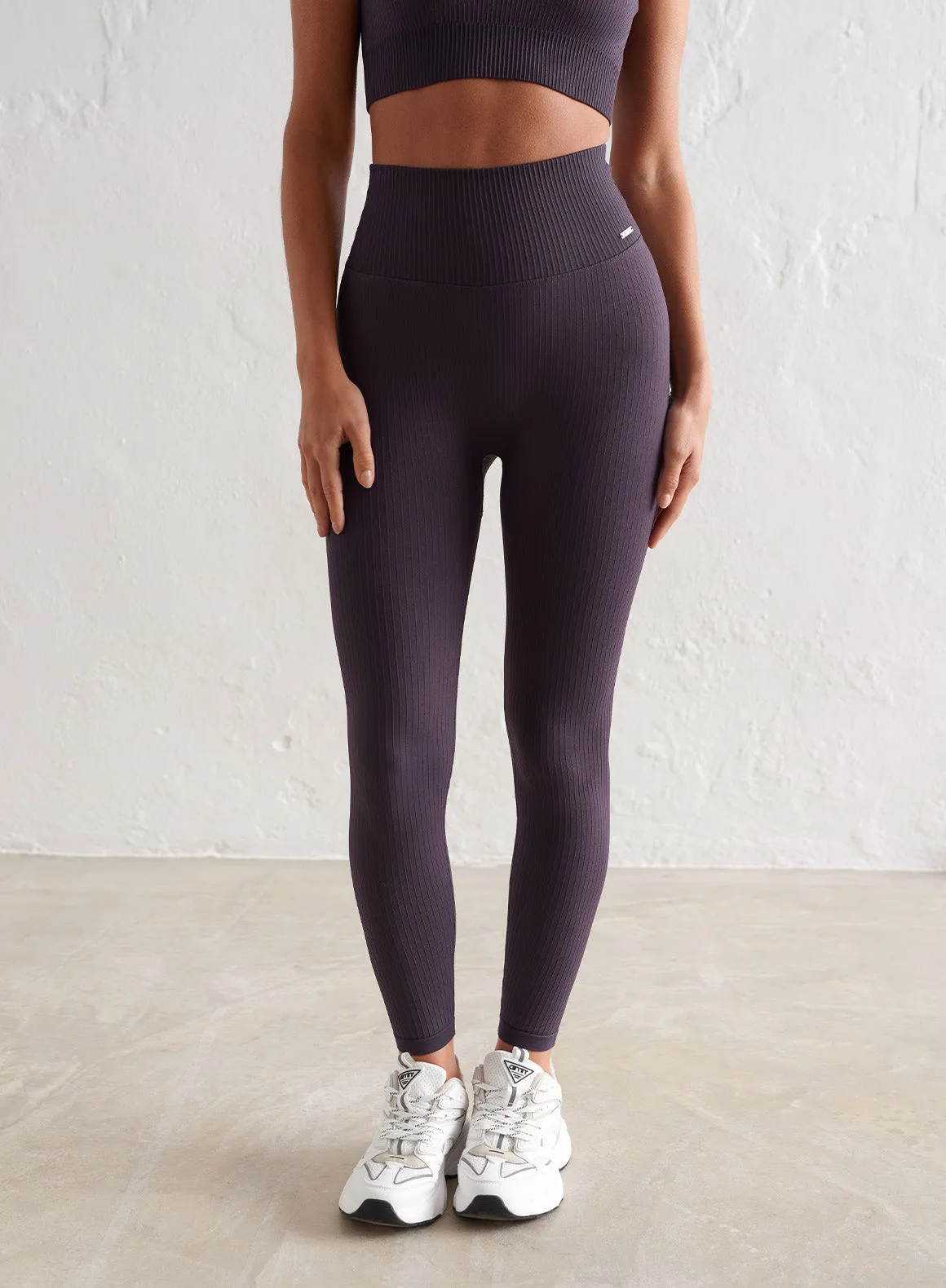 Plum Ribbed Seamless Tights