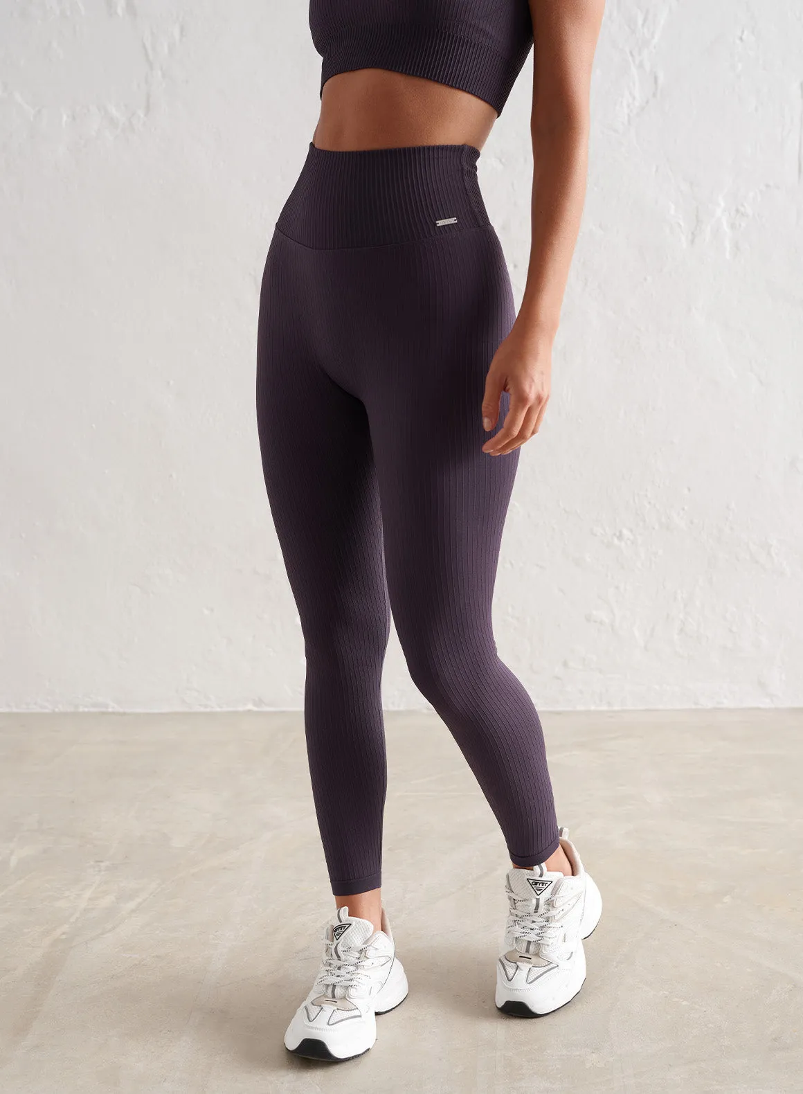 Plum Ribbed Seamless Tights