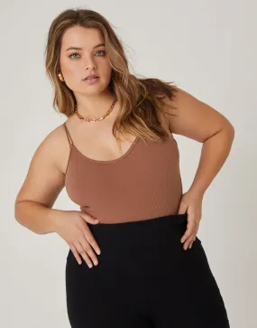 Plus Size Simple Ribbed Bodysuit