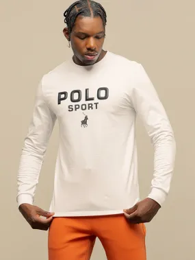 Polo 004135 Mens Ls Logo Tee White