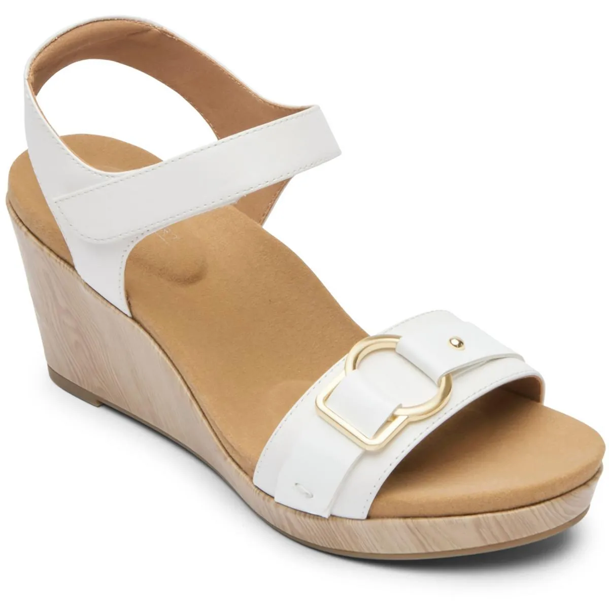 Rockport Womens Briah II Leather Ankle Wedge Sandals