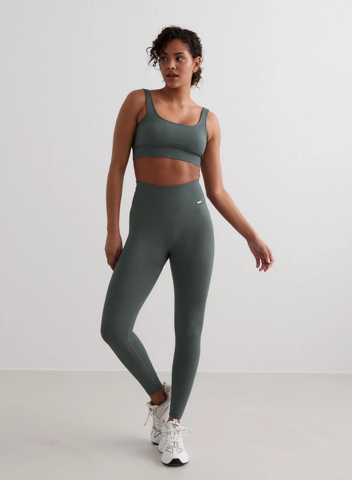 Sage Ribbed Seamless Tights