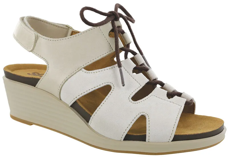 SAS Womens Sedona Lace Up Wedge Sandal- Driftwood