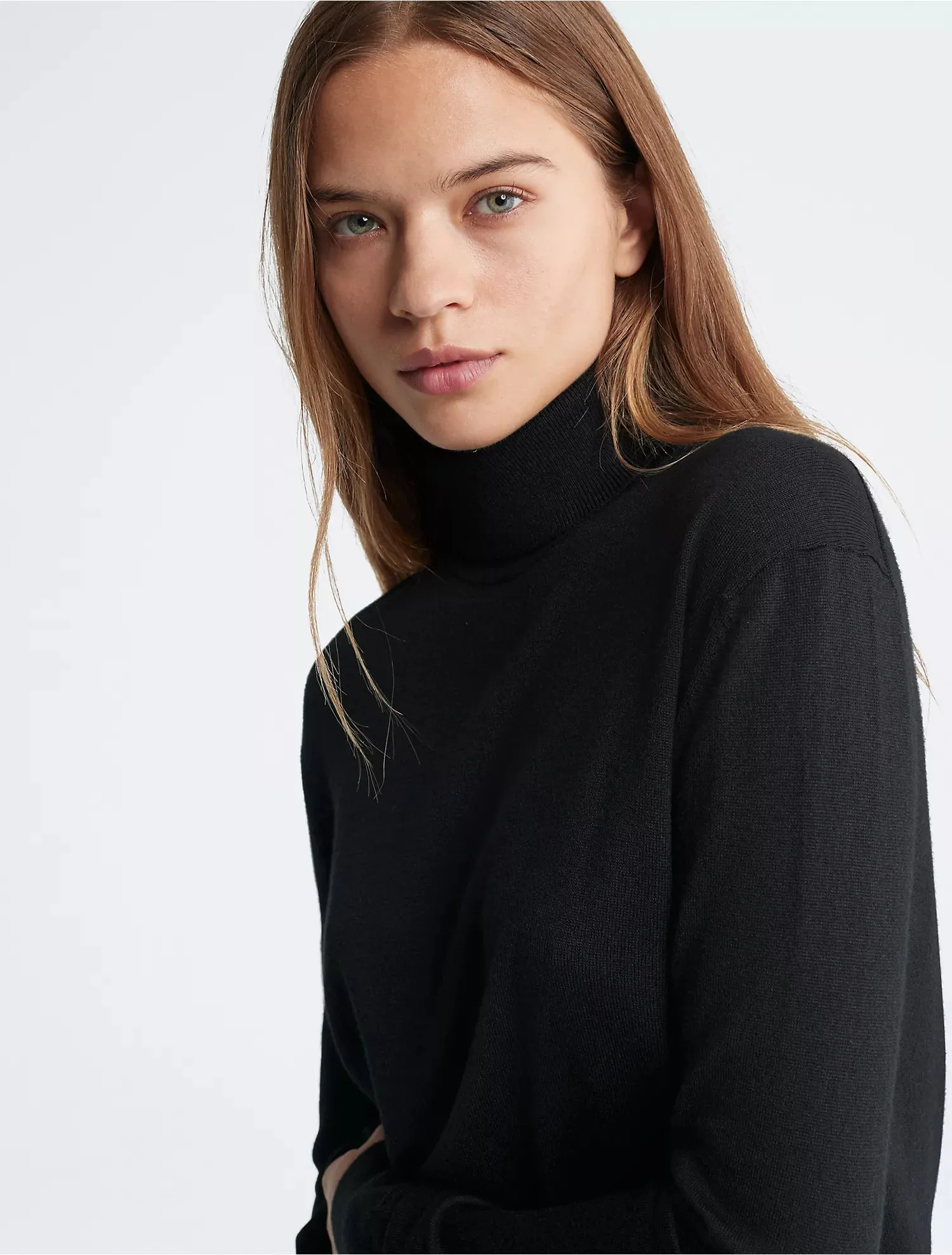 Semi Sheer Merino Silk and Cashmere Turtleneck Sweater - Black