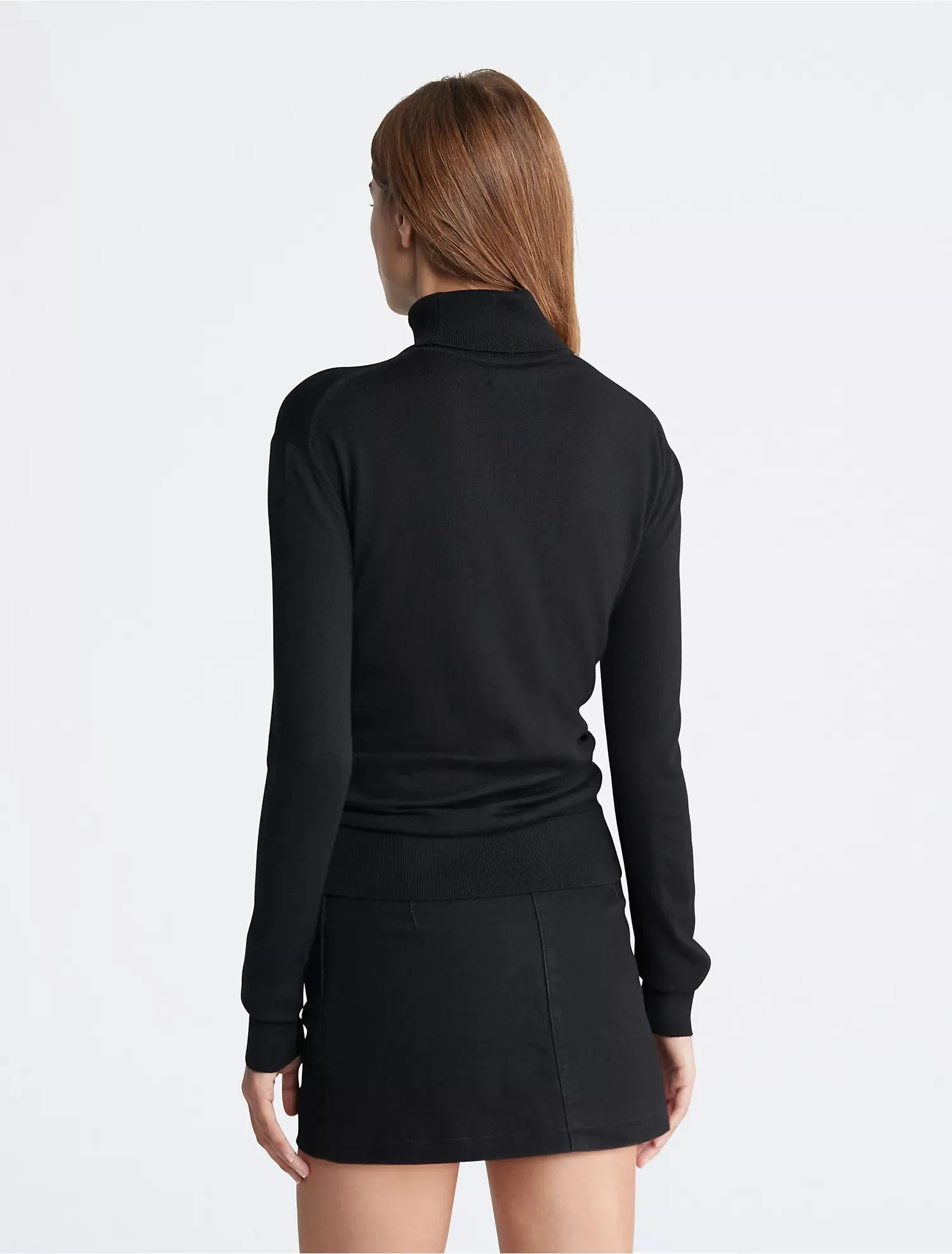 Semi Sheer Merino Silk and Cashmere Turtleneck Sweater - Black