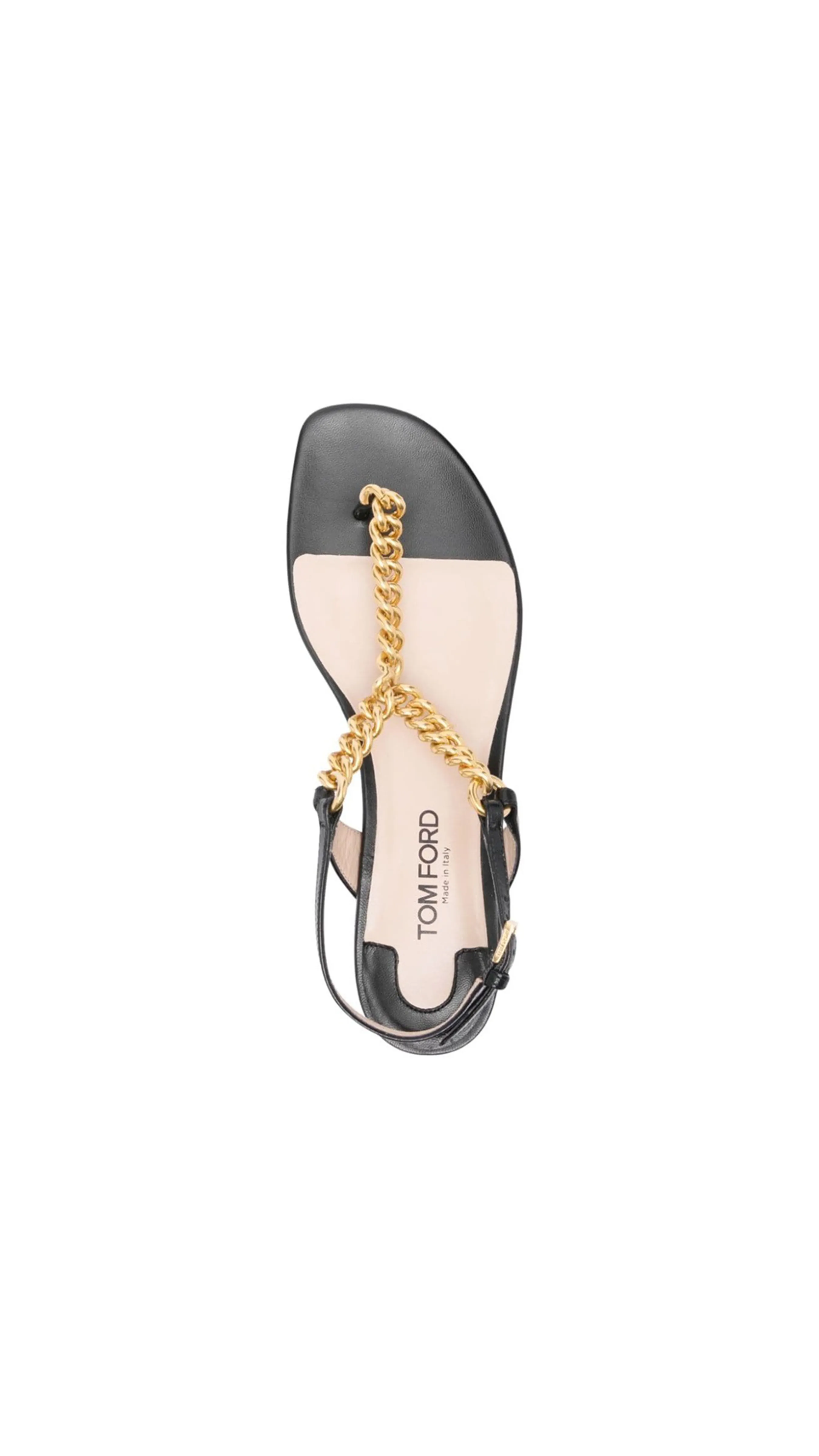 Shiny Leather Zenith Thong Sandal - Black