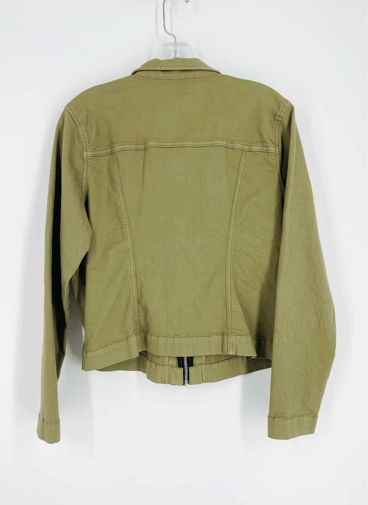 Size M ? Olive Lace-Up Zipper Jackets Jacket