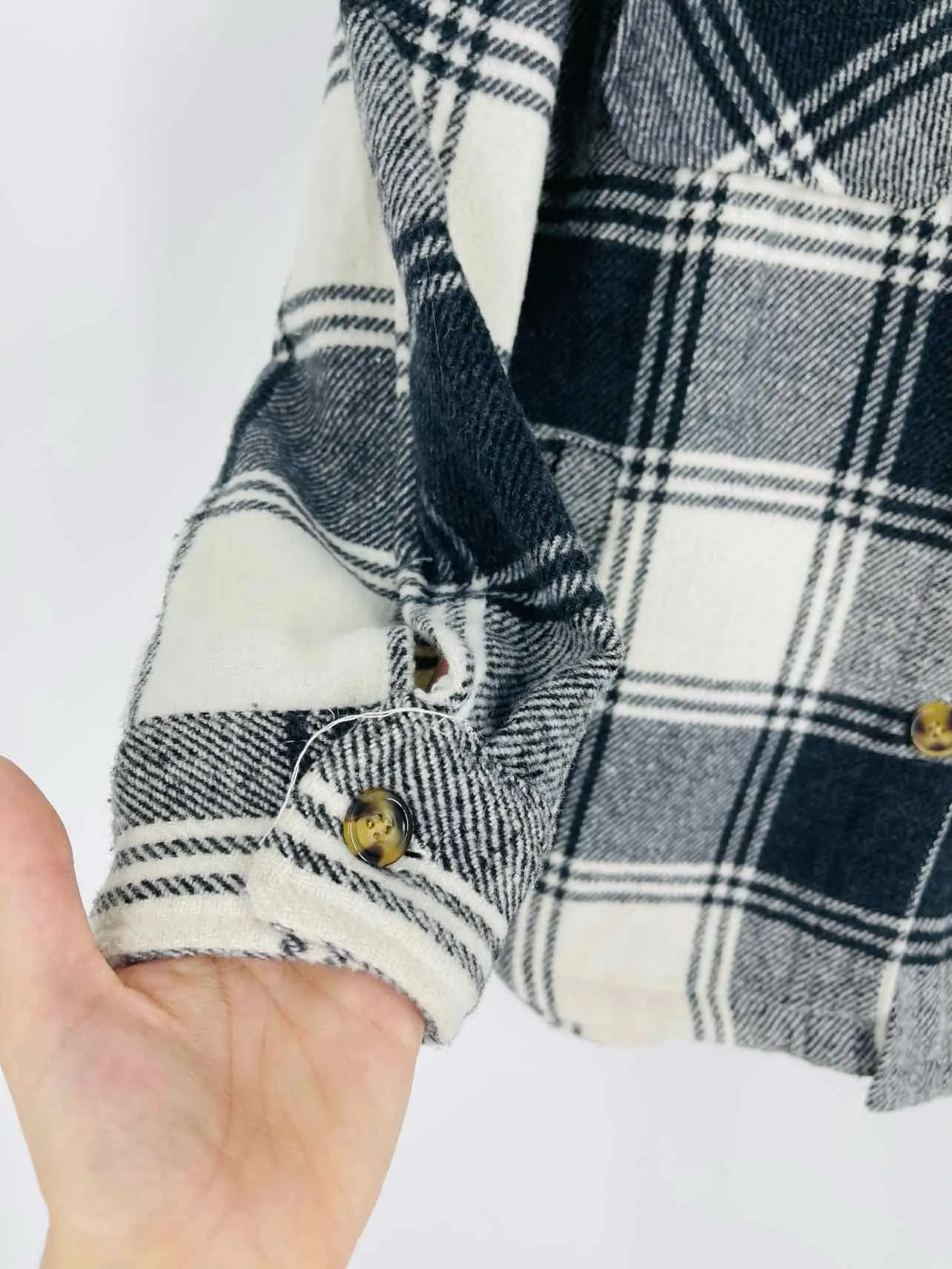 Size S Gray/White Plaid Jackets Shacket