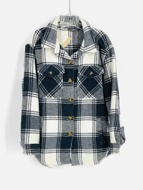 Size S Gray/White Plaid Jackets Shacket