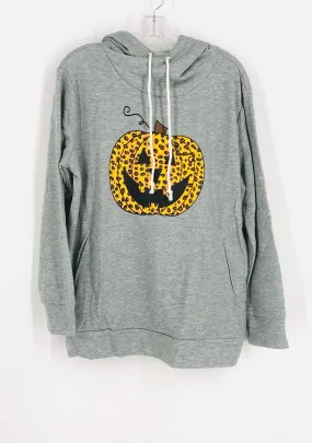 Size XL Gray/Orange Pumpkin Animal Print Jackets Hoodie