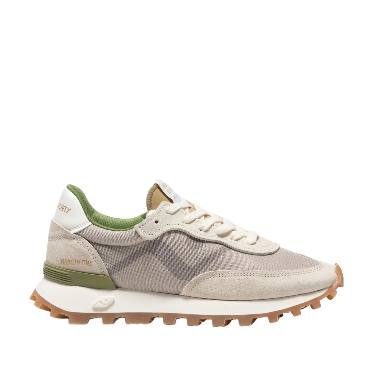 Sneakers in ecopelle grigio e sabbia