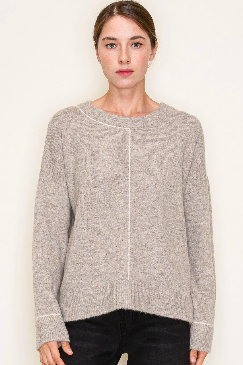 STACCATO SWEATER *MISSY* MUSHROOM COLOR LINE DETAIL