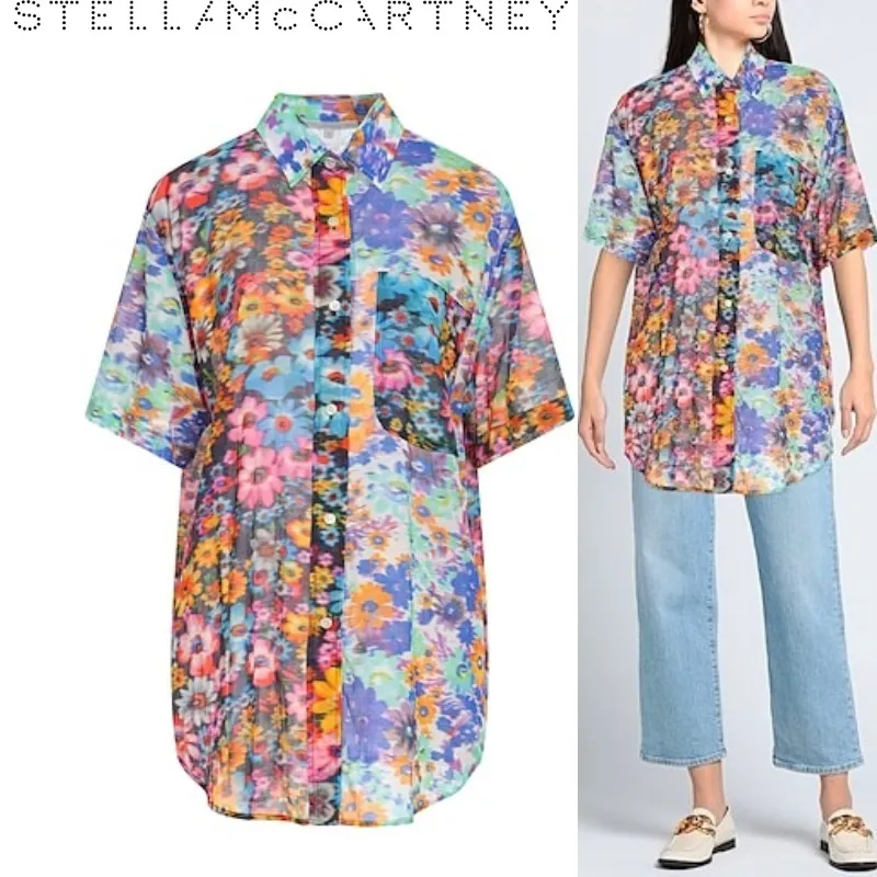 Stella McCartney  |Flower Patterns Medium Short Sleeves Shirts & Blouses