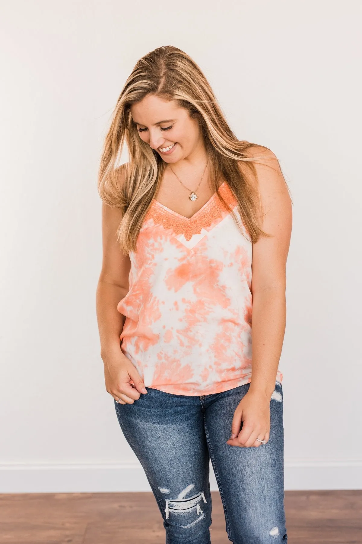 Summer Awaits Crochet Tank- Orange