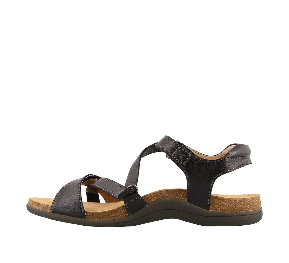 Taos Womens Grand Z Leather Sandal- Black