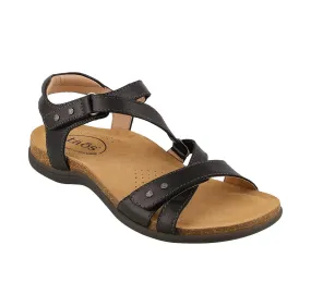 Taos Womens Grand Z Leather Sandal- Black