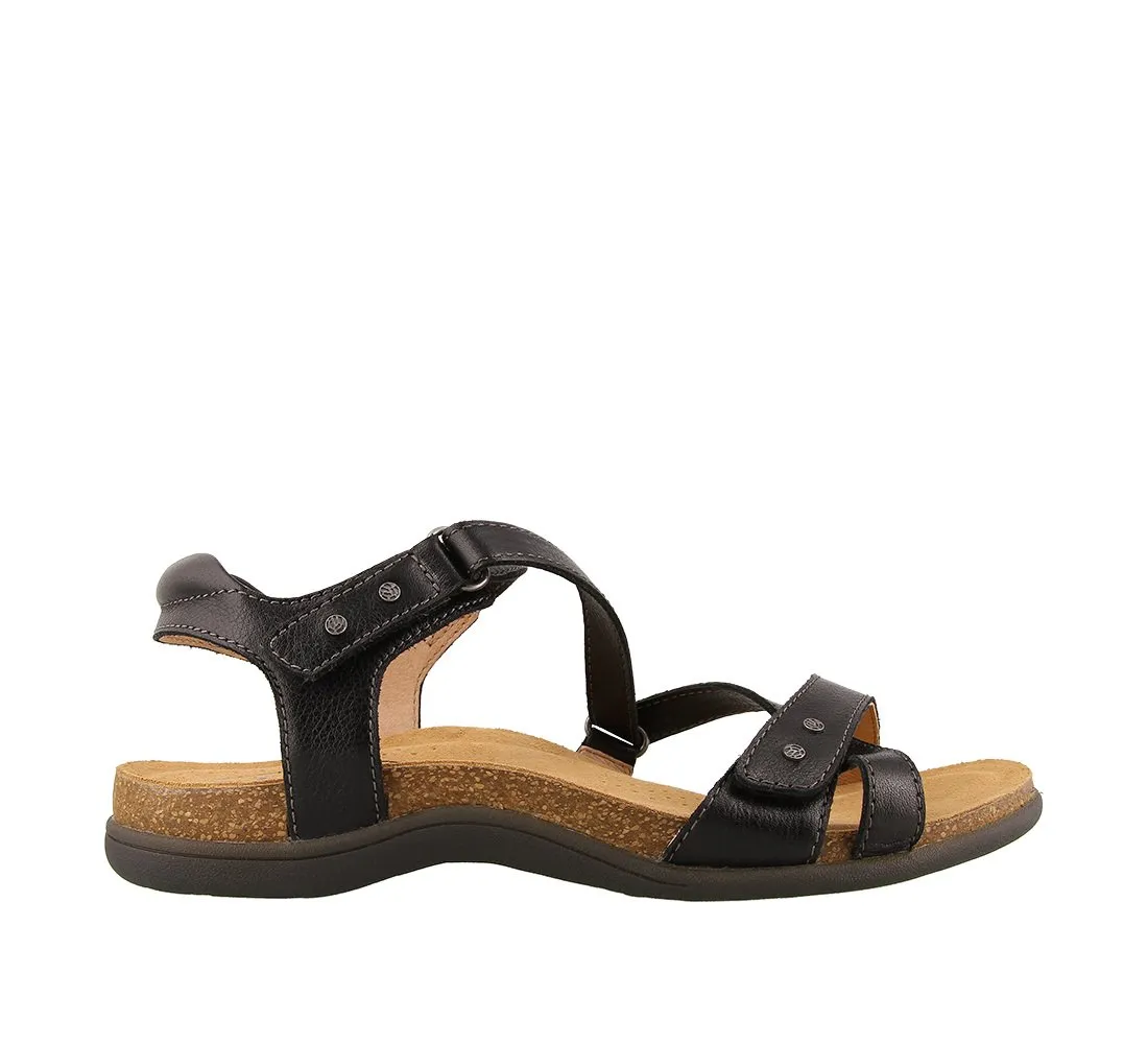 Taos Womens Grand Z Leather Sandal- Black