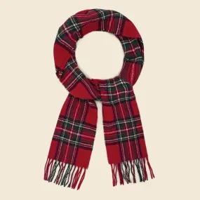 Tartan Wool Scarf - Red