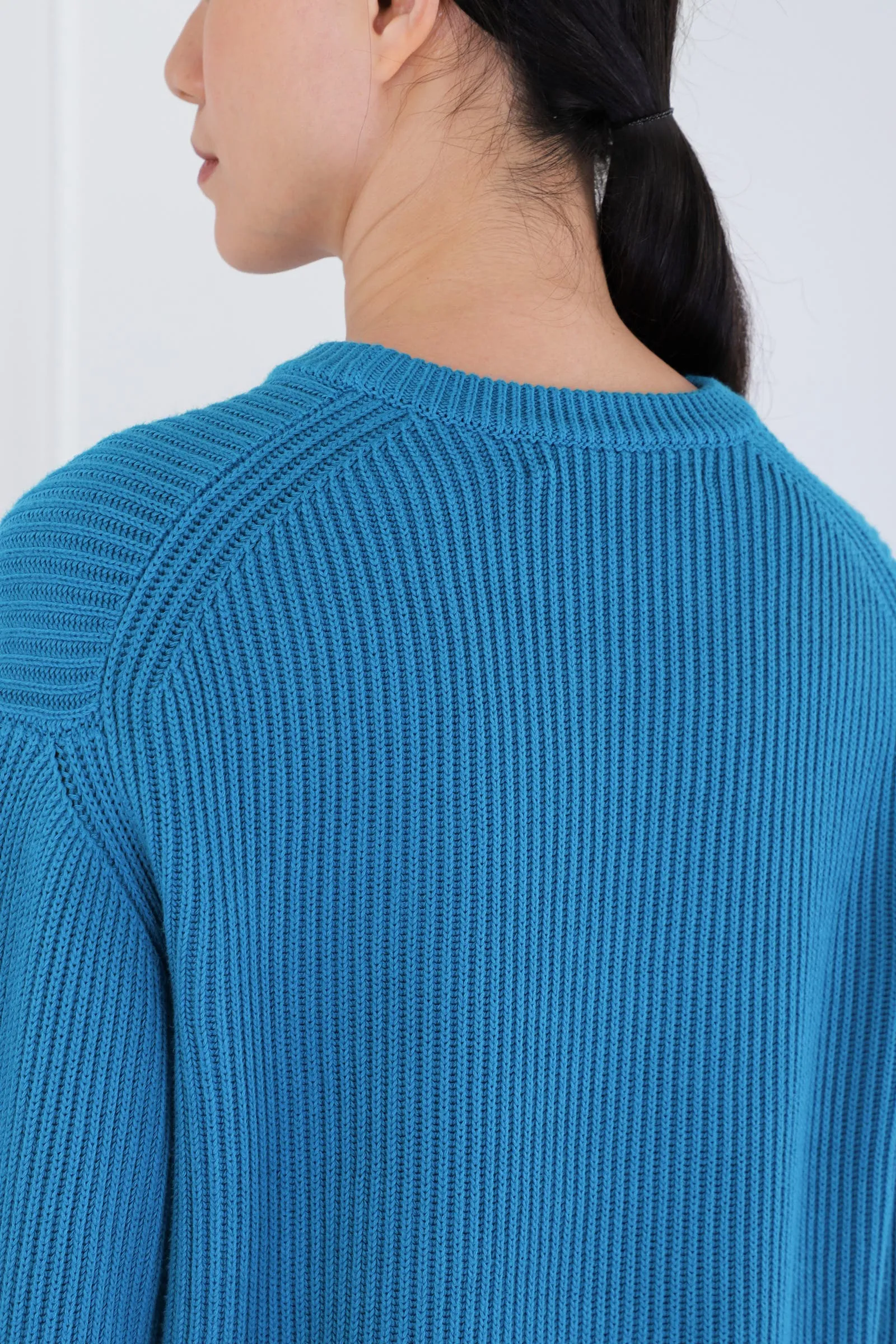 Teal Multicolor Rib Knit Dip Dye Sweater