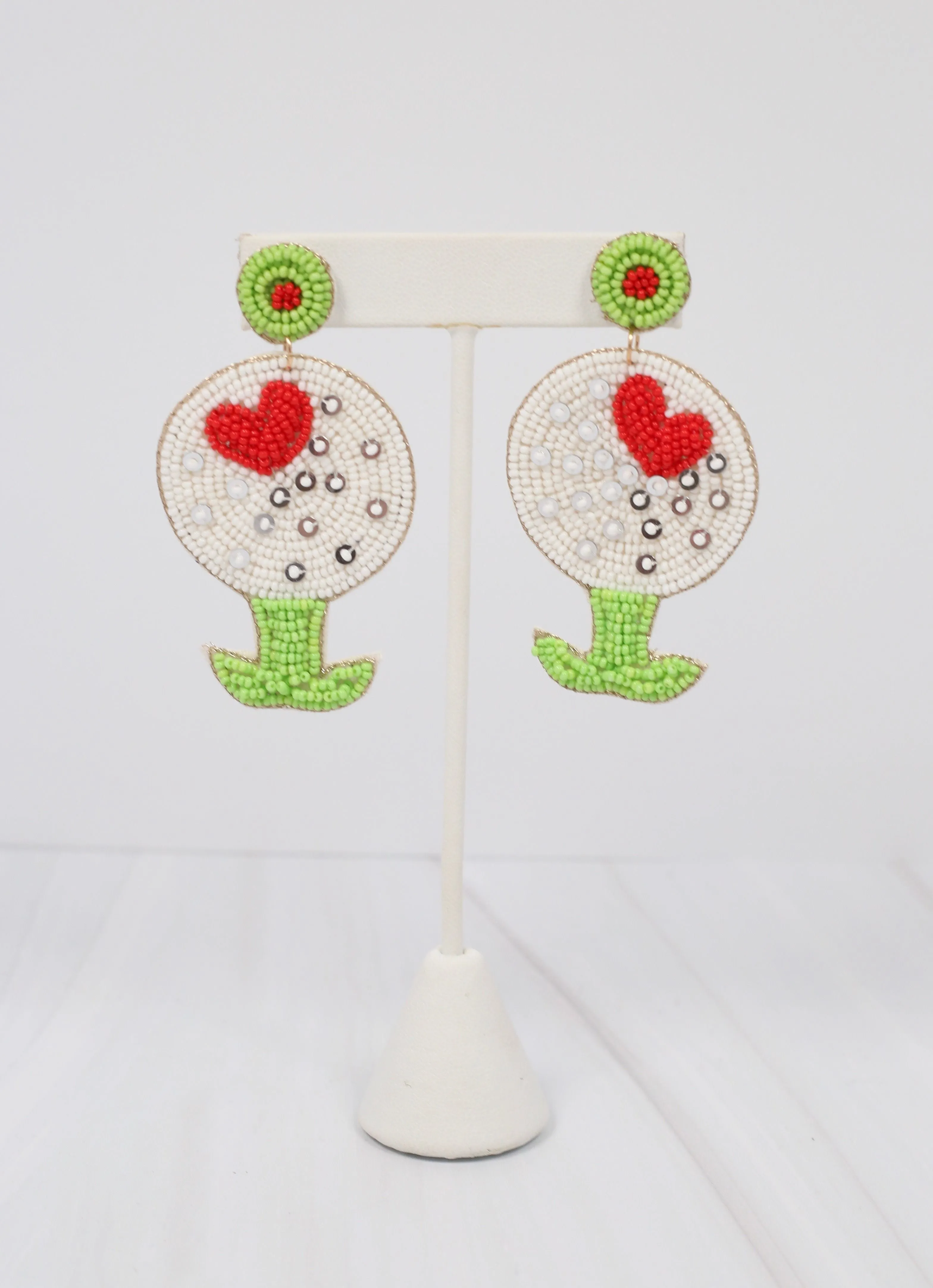 Tee Time Golf Ball Earring WHITE