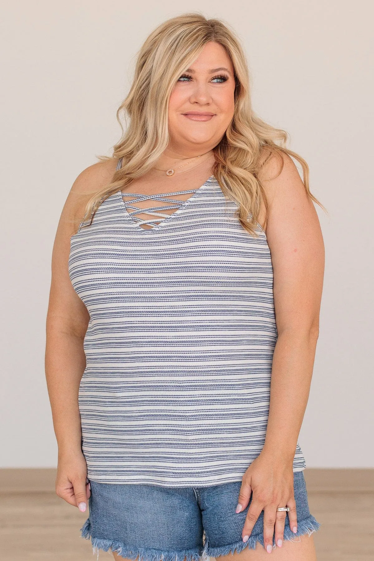 Through Thick & Thin Striped Tank- Ivory