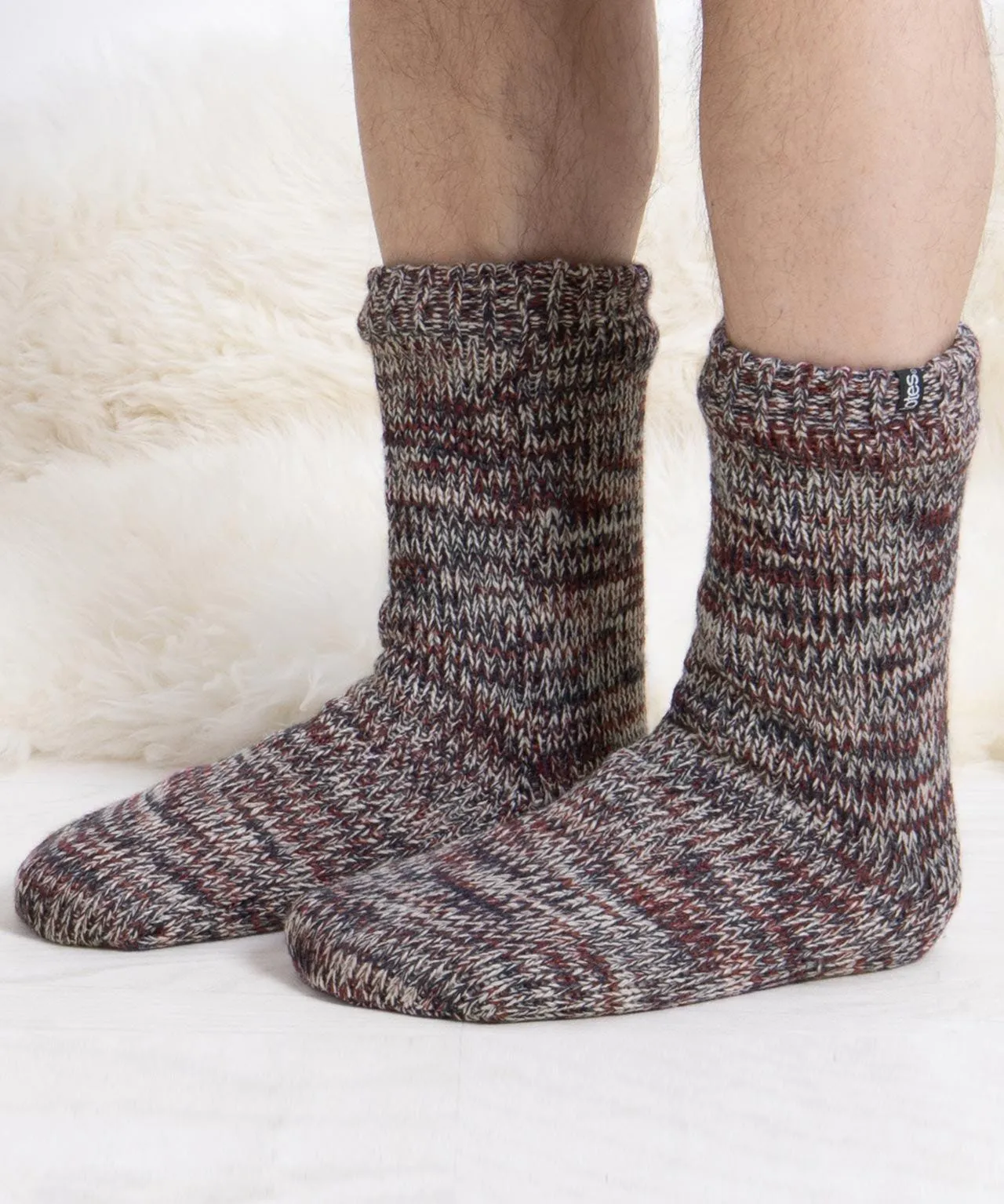 Totes Toasties Mens Chunky Twist Sherpa Lined Slipper Socks