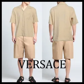 VERSACE  |Unisex Street Style Plain Cotton Short Sleeves Logo Luxury