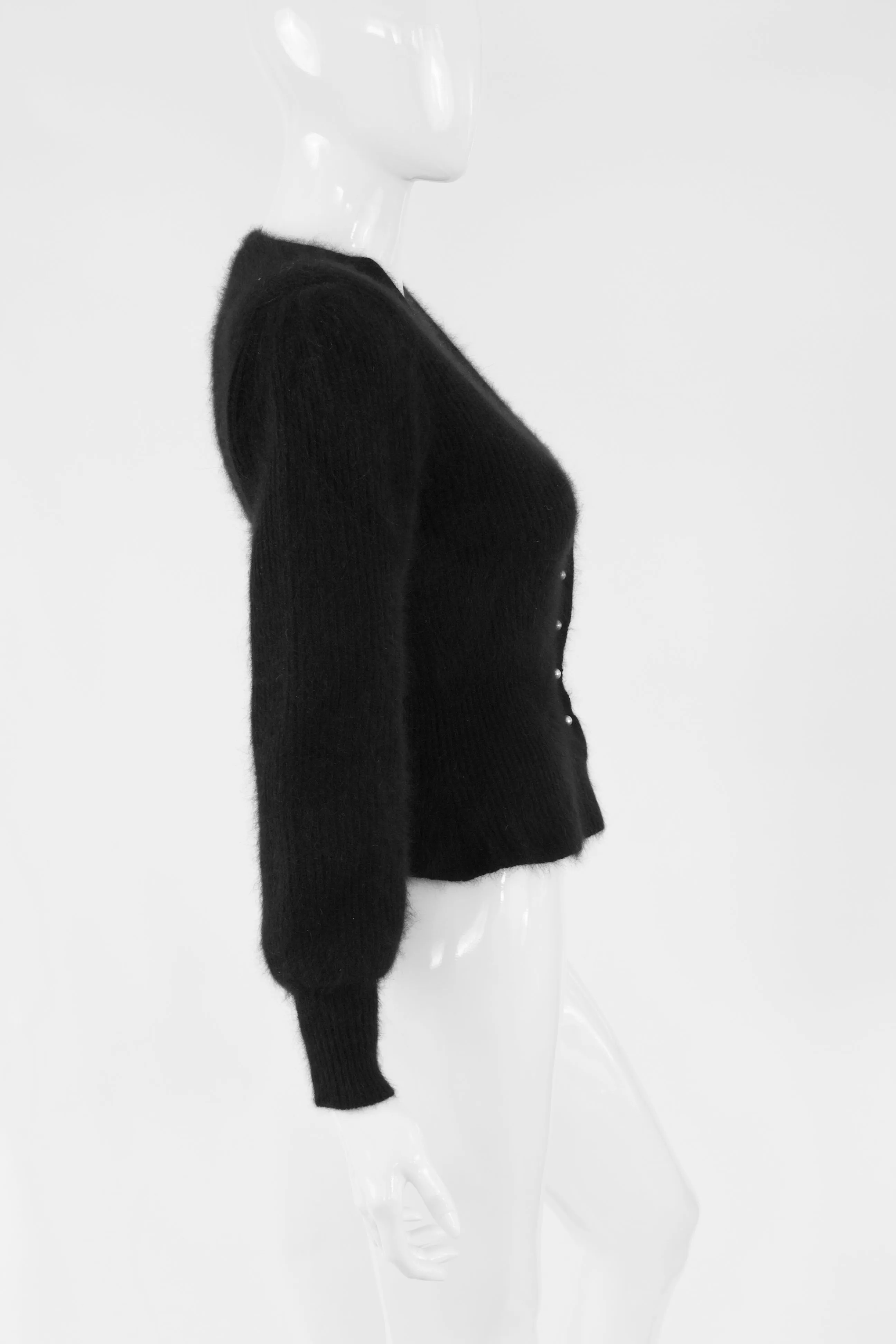 Vintage 80's Angora Sweater With Pearl Buttons