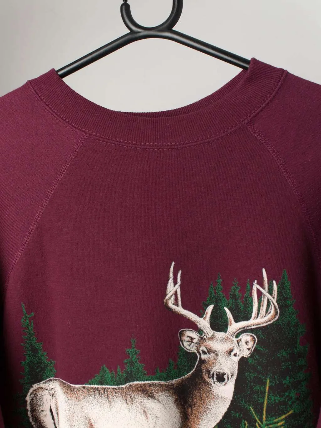 Vintage burgundy Christmas deer sweatshirt – Medium / Large