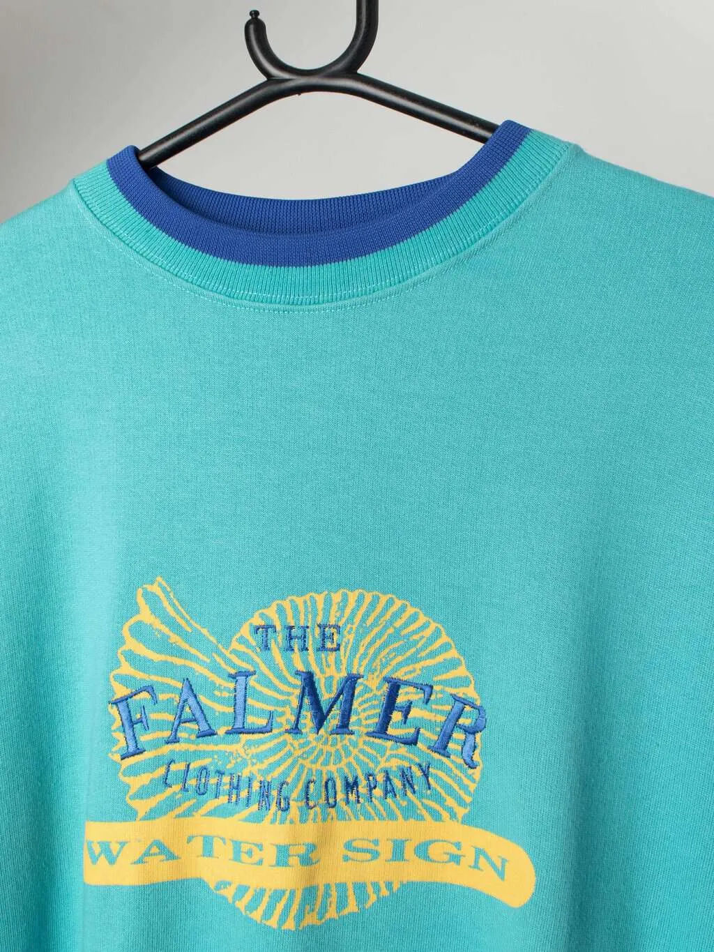 Vintage Falmer sweatshirt in turquoise with large logo – Medium