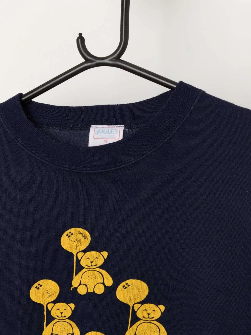 Vintage Joules teddy bear sweatshirt in navy and yellow – XL