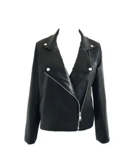 Women Slim Motorcycle Soft PU Leather Jackets  Short Zipper Jacket Women Black Coat Outwear GS