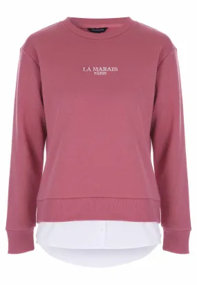 Womens Pink 2 in 1 Shirt & Sweatshirt