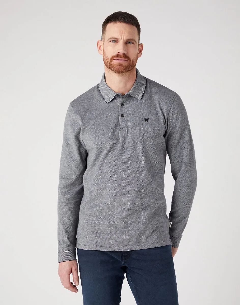 Wrangler Refined Long Sleeve Polo Shirt Black