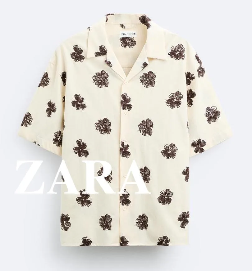 ZARA  |Flower Patterns Short Sleeves Shirts